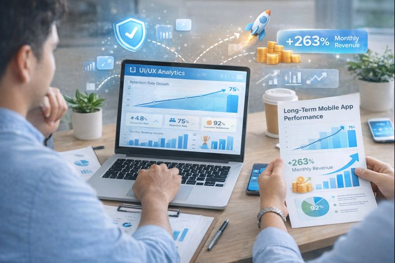 UI/UX Mobile App sebagai representasi reputasi aplikasi mobile yang kuat di platform distribusi digital