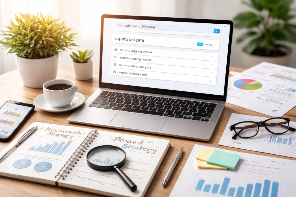 strategi Keyword Match Types untuk memperluas jangkauan pencarian dan menemukan variasi keyword yang relevan dalam kampanye iklan digital.