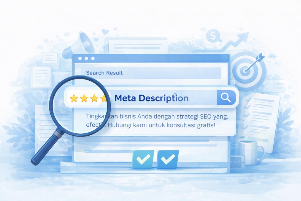 Kalimat deskriptif yang ditulis dengan tepat mampu menarik perhatian pengguna dan membedakan halaman dari hasil pencarian lainnya.