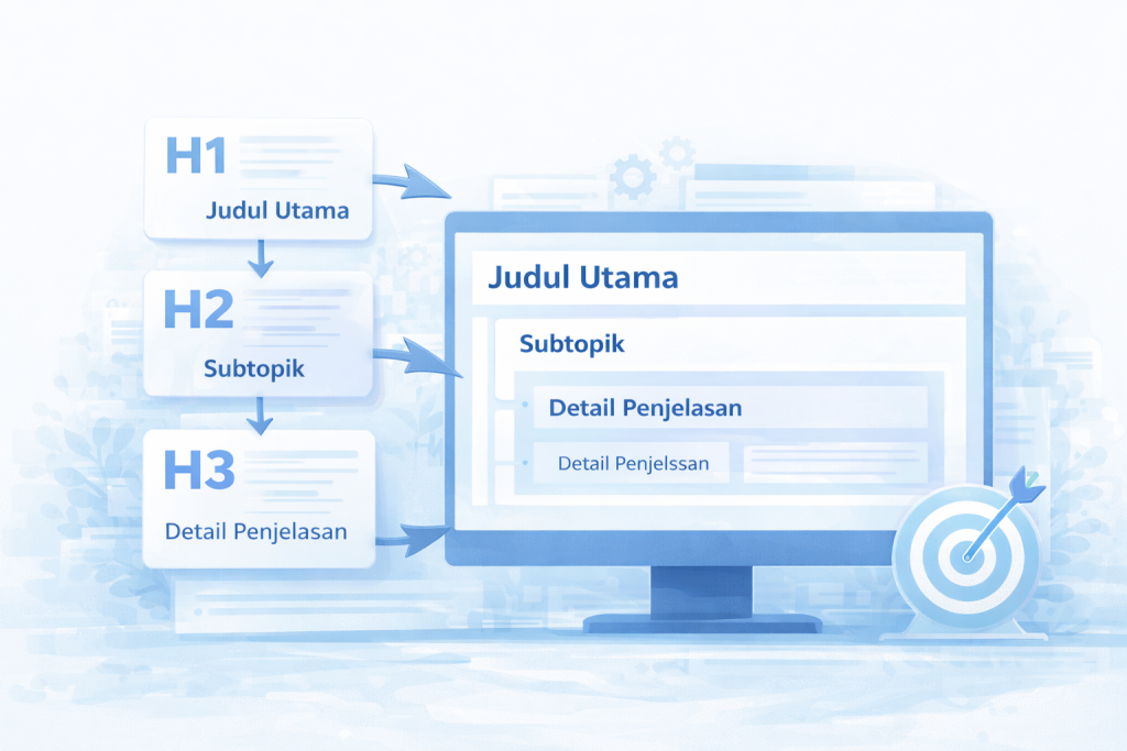 Penggunaan judul yang berurutan membantu pembaca memahami alur pembahasan serta memisahkan ide utama dan penjelasan pendukung.