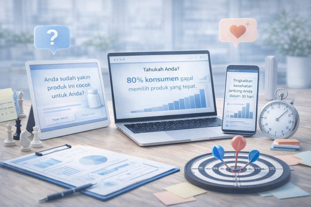 Coba 3 hook berbeda lewat Creative Testing biar tahu mana yang paling cepat menarik perhatian.