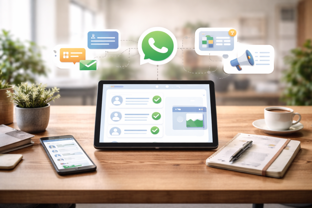 Integrasi API WhatsApp memungkinkan website terhubung langsung dengan pelanggan untuk mengirim notifikasi, konfirmasi, dan pesan otomatis secara real-time.